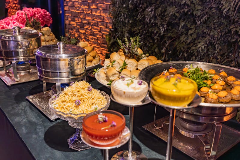 Buffet style food setup for large gathering